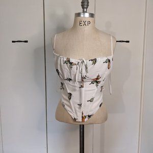 Mixed Threads corset tank top, butterfly print